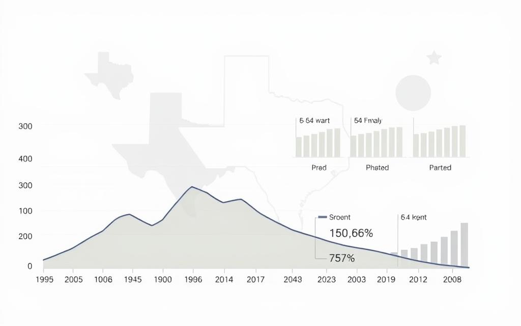 Detailed Statistical Analysis Of Texas Parole Trends, Showcased In A Clean, Data-Driven Visual. In The Foreground, A Sleek Line Graph Displays Parole Approval Rates Over The Years, Using A Muted Color Palette To Convey An Analytical Aesthetic. The Middle Ground Features A Series Of Bar Charts Highlighting Key Parole Statistics, With Clear Labels And Streamlined Design. The Background Subtly Blends Texas State Silhouettes And Minimal Geographical Outlines, Providing Contextual Grounding Without Distracting From The Core Data Presentation. Crisp, High-Resolution Rendering With Soft, Even Lighting To Emphasize The Informative, Authoritative Nature Of The Image. An Objective, Fact-Based Visualization To Support The Article'S &Quot;Statistical Insights And Parole Trends In Texas&Quot; Section. Detailed Statistical Analysis Of Texas Parole Trends, Showcased In A Clean, Data-Driven Visual. In The Foreground, A Sleek Line Graph Displays Parole Approval Rates Over The Years, Using A Muted Color Palette To Convey An Analytical Aesthetic. The Middle Ground Features A Series Of Bar Charts Highlighting Key Parole Statistics, With Clear Labels And Streamlined Design. The Background Subtly Blends Texas State Silhouettes And Minimal Geographical Outlines, Providing Contextual Grounding Without Distracting From The Core Data Presentation. Crisp, High-Resolution Rendering With Soft, Even Lighting To Emphasize The Informative, Authoritative Nature Of The Image. An Objective, Fact-Based Visualization To Support The Article'S &Quot;Statistical Insights And Parole Trends In Texas&Quot; Section.